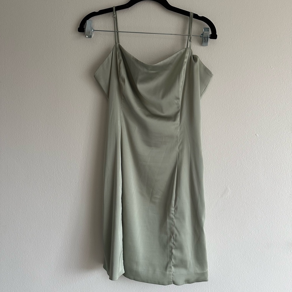 Aritzia Sunday Best Green Satin Mini Dress